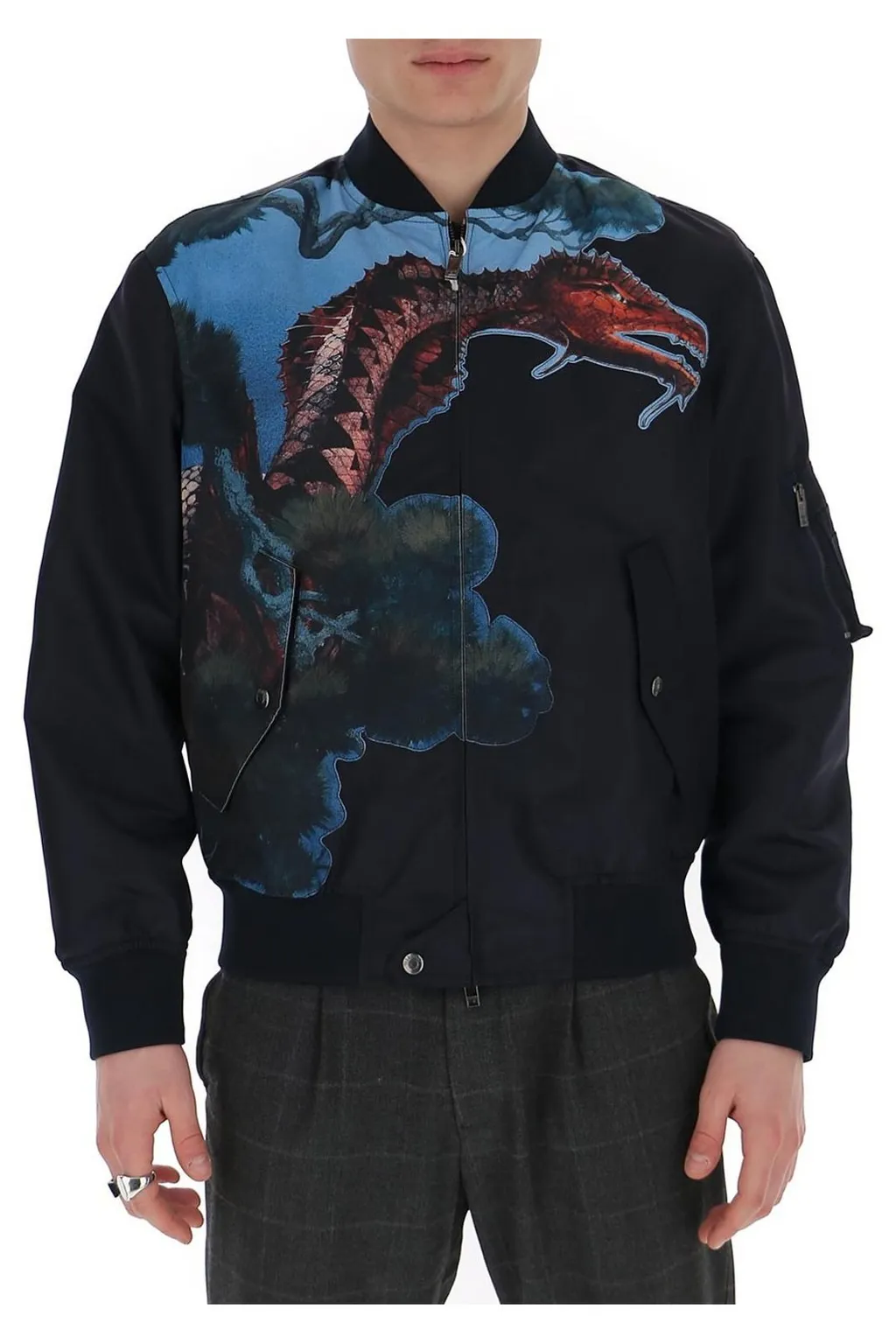 Bomber Jacket With Dragon Print