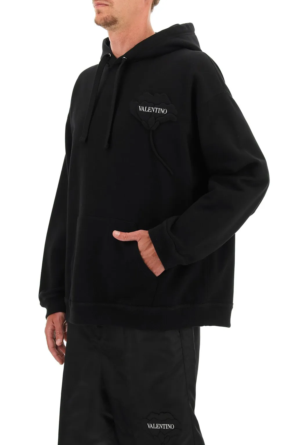 Hoodie With Embroidered Flower