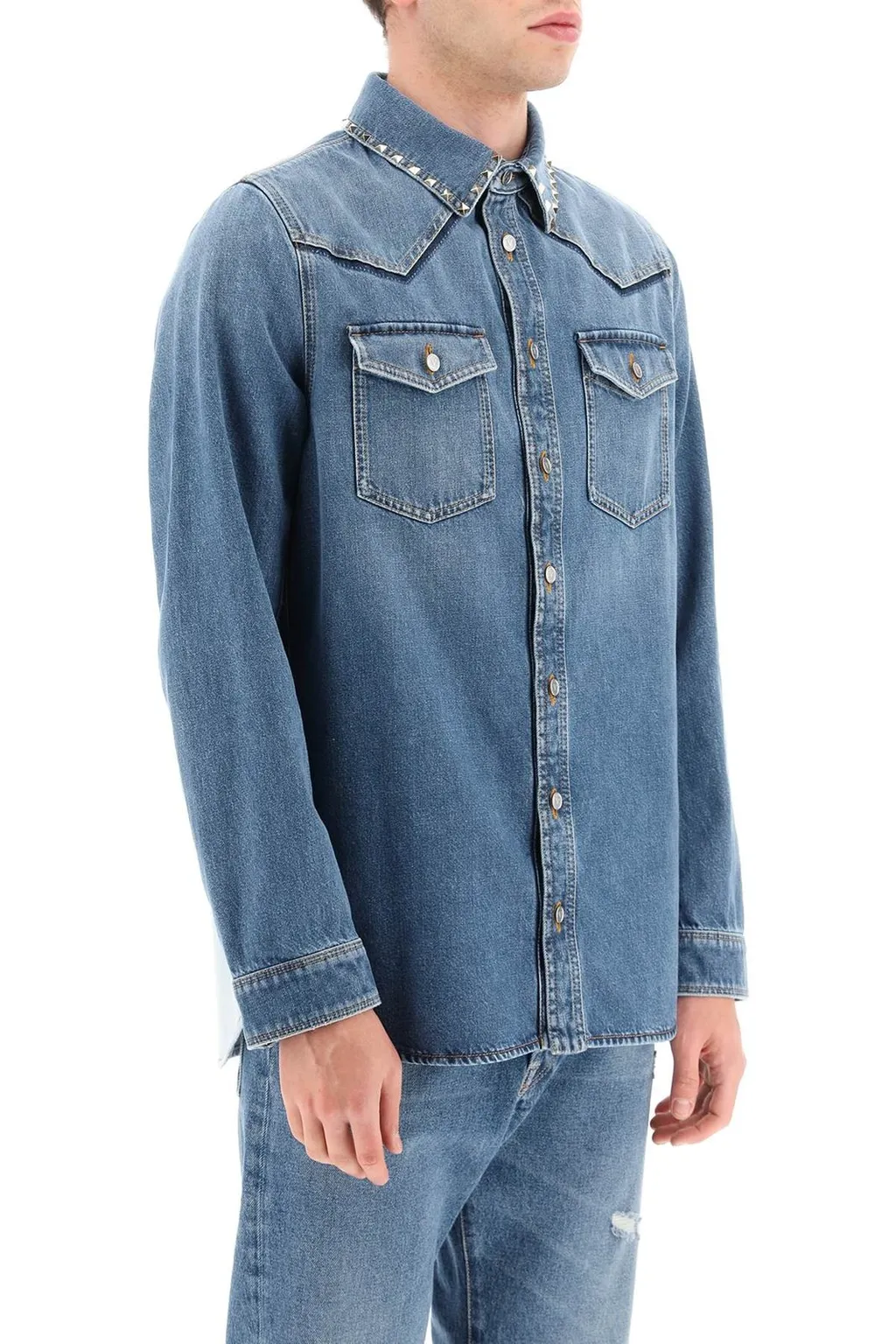 Denim Shirt With Studs