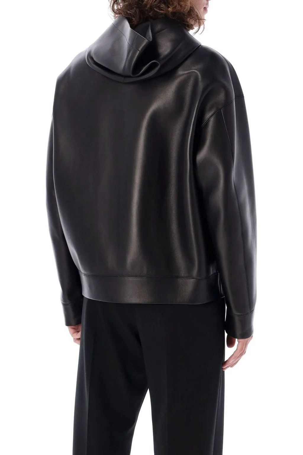 Leather Zip-Up Hoodie