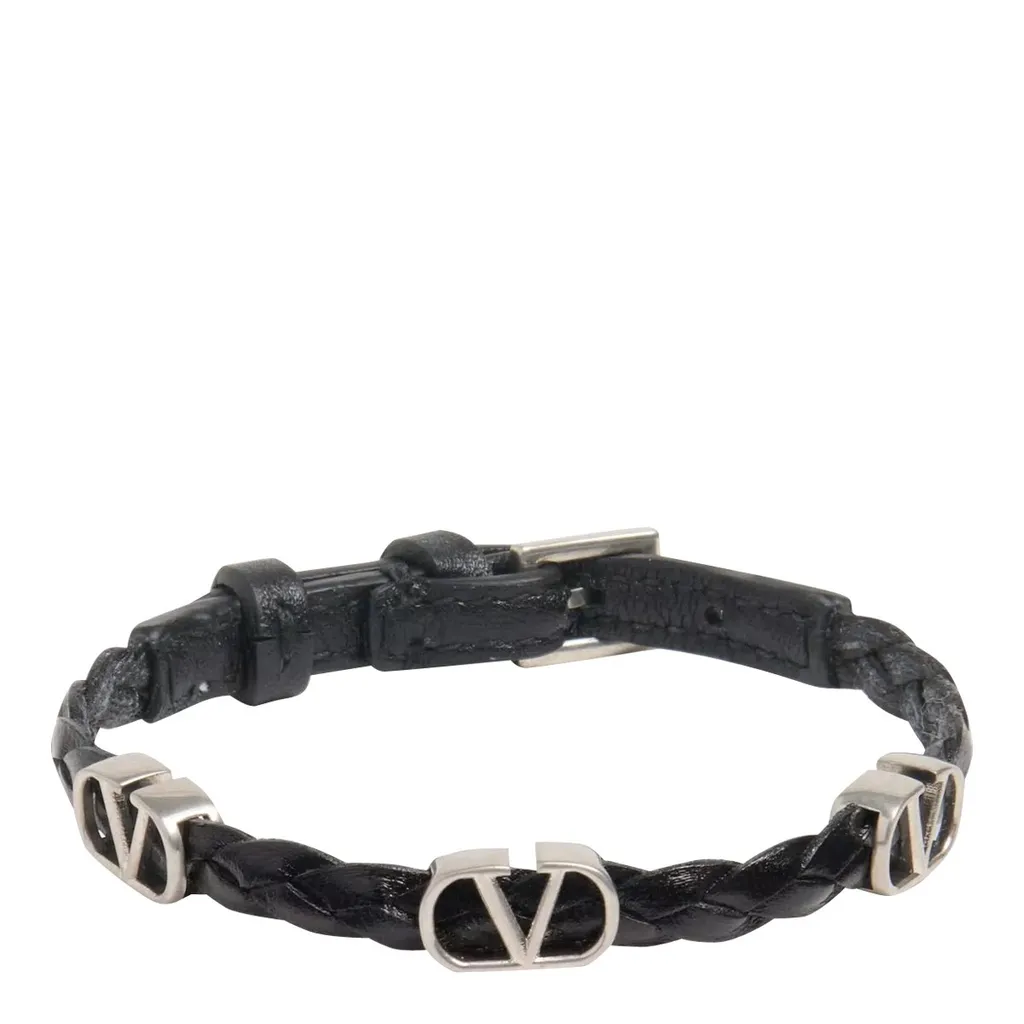 Braided Leather Bracelet With Vlogo