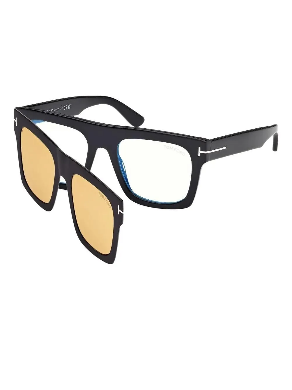 Square Eyeglasses With Clip-On Sunglasses