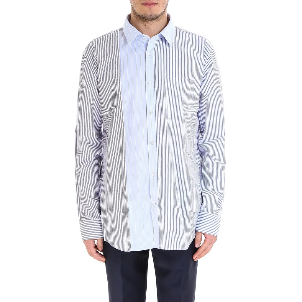 Striped Cotton Shirt With Contrast Panel