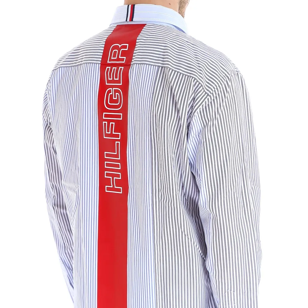 Striped Cotton Shirt With Contrast Panel