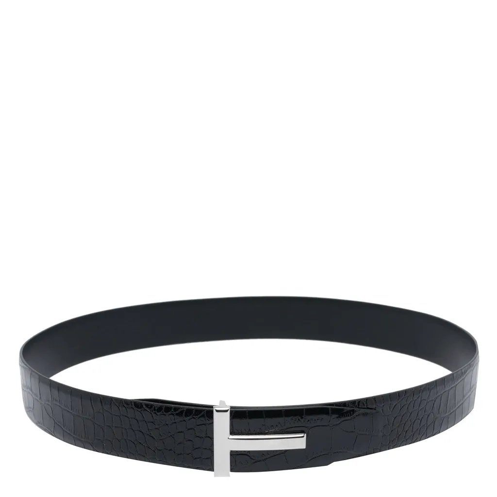 Crocodile Embossed Leather Belt