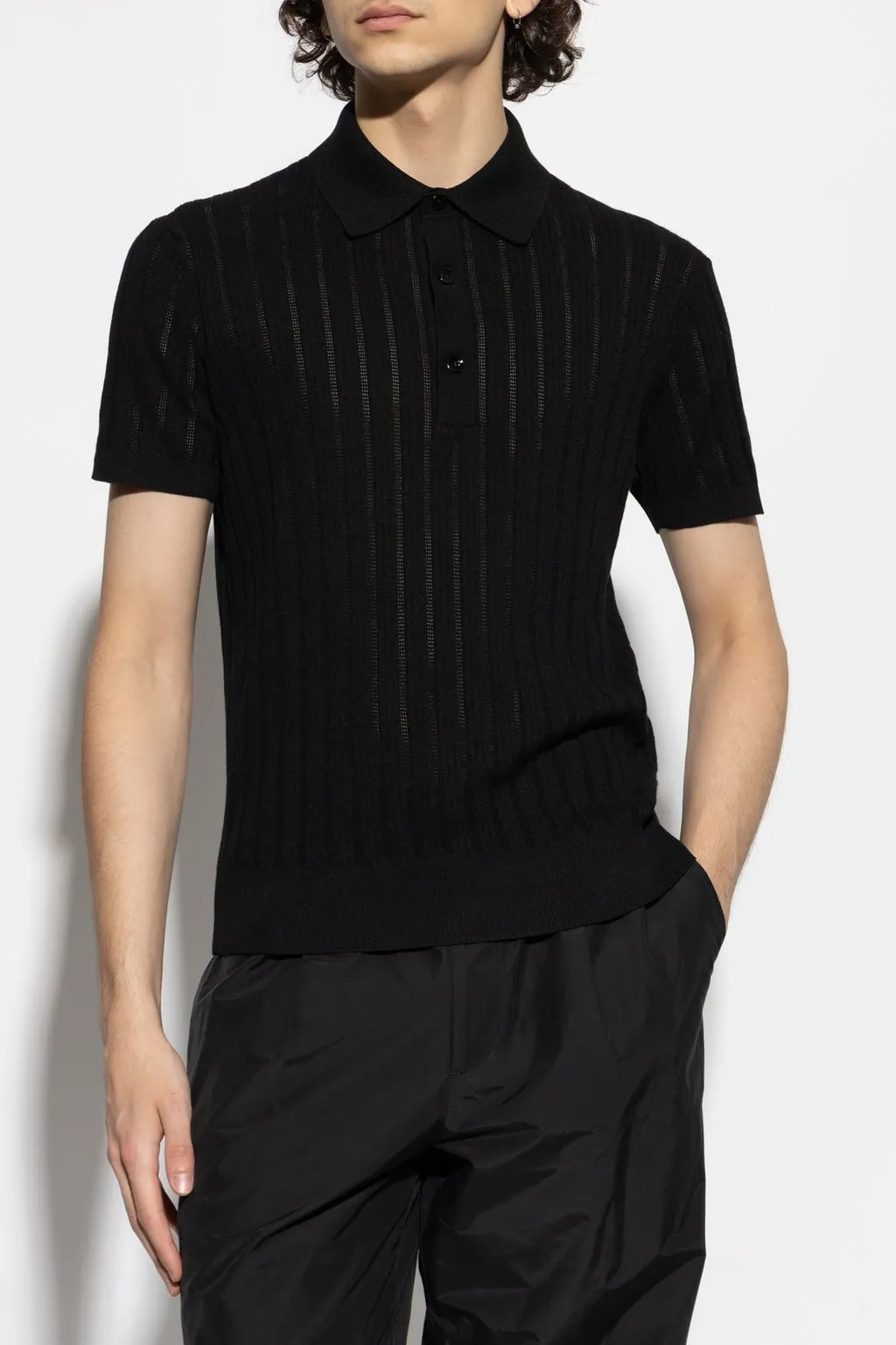 Striped Knit Polo Shirt