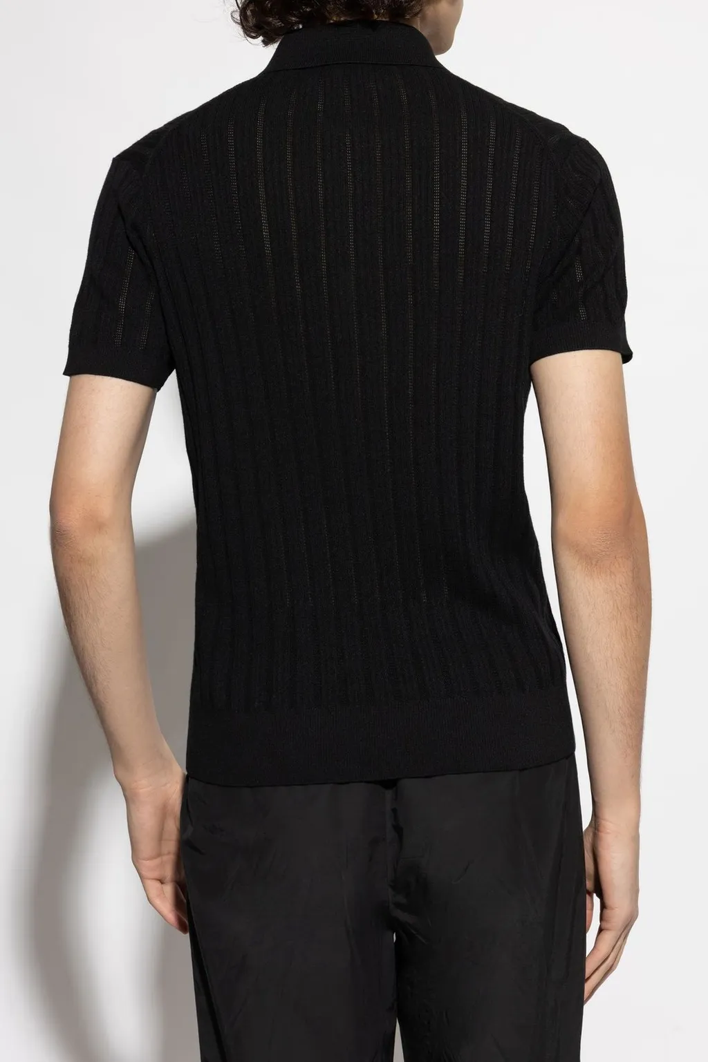 Striped Knit Polo Shirt