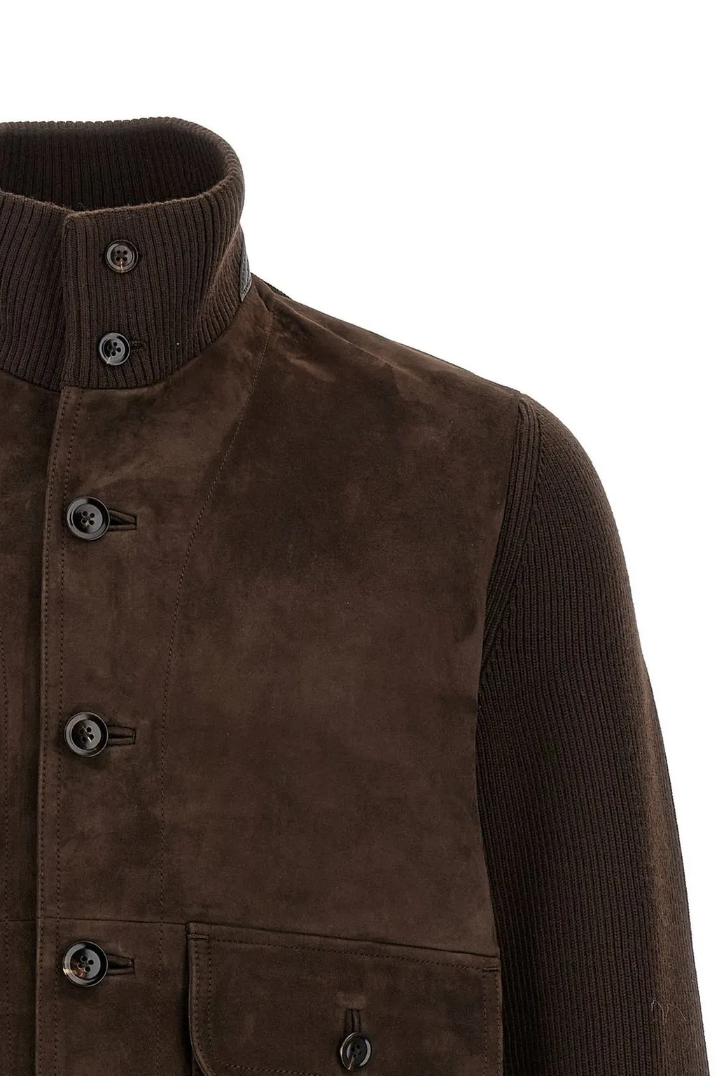 Suede And Knit Bomber Jacket