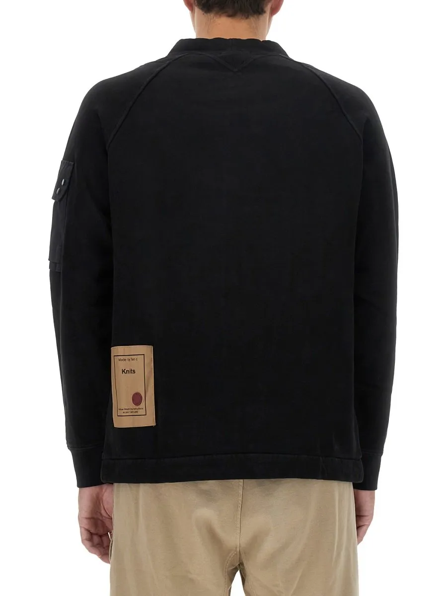 Sweatshirt With Mock Neck And Utility Pocket