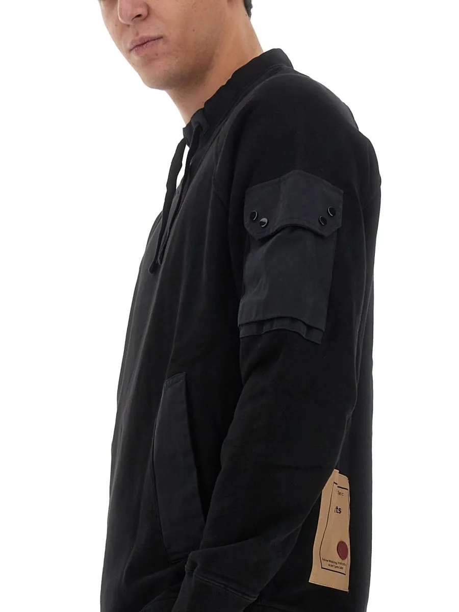 Sweatshirt With Mock Neck And Utility Pocket