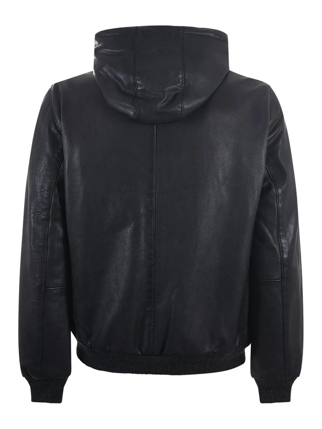 Leather Hooded Bomber Jacket