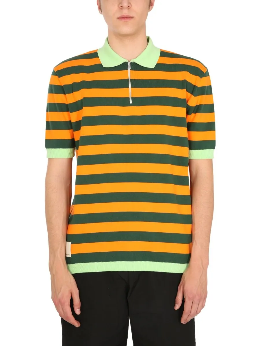 Striped Zip Polo Shirt