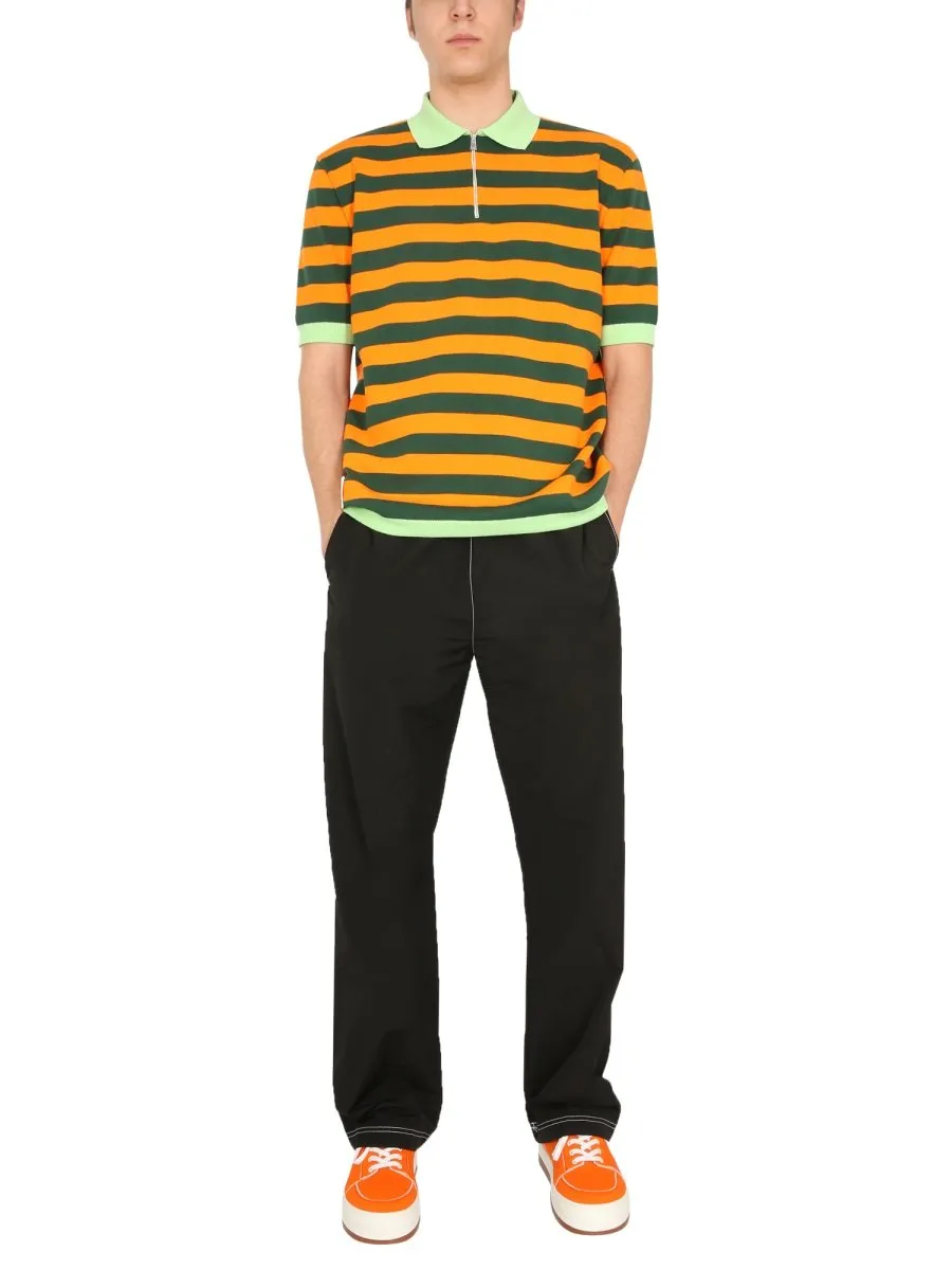 Striped Zip Polo Shirt