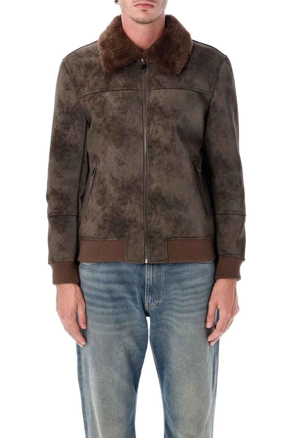 Bomber Jacket With Shearling Collar