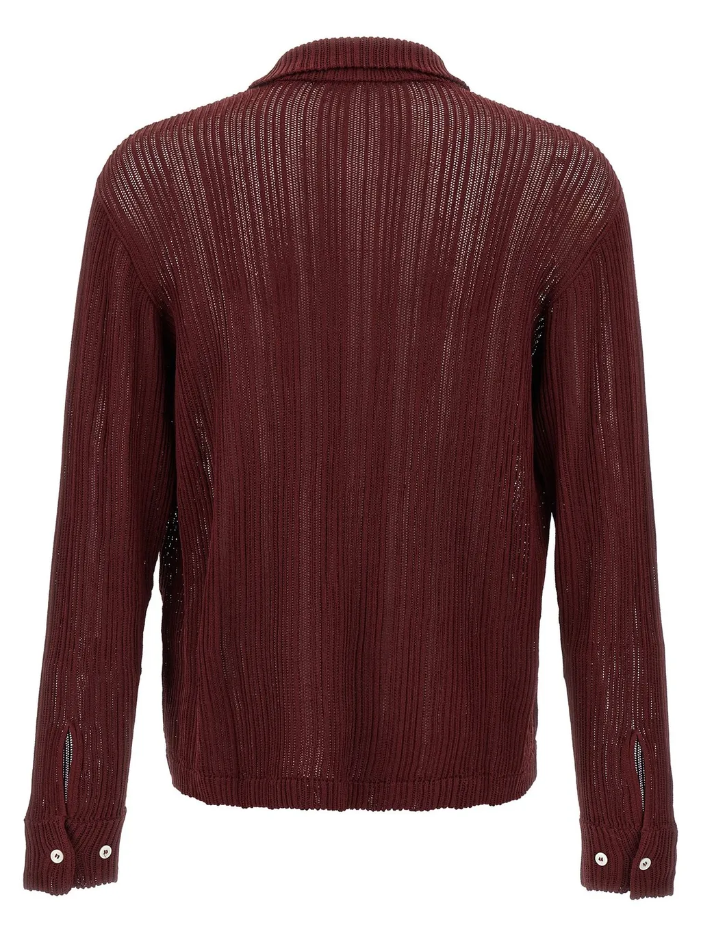 Ribbed Knit Polo Shirt