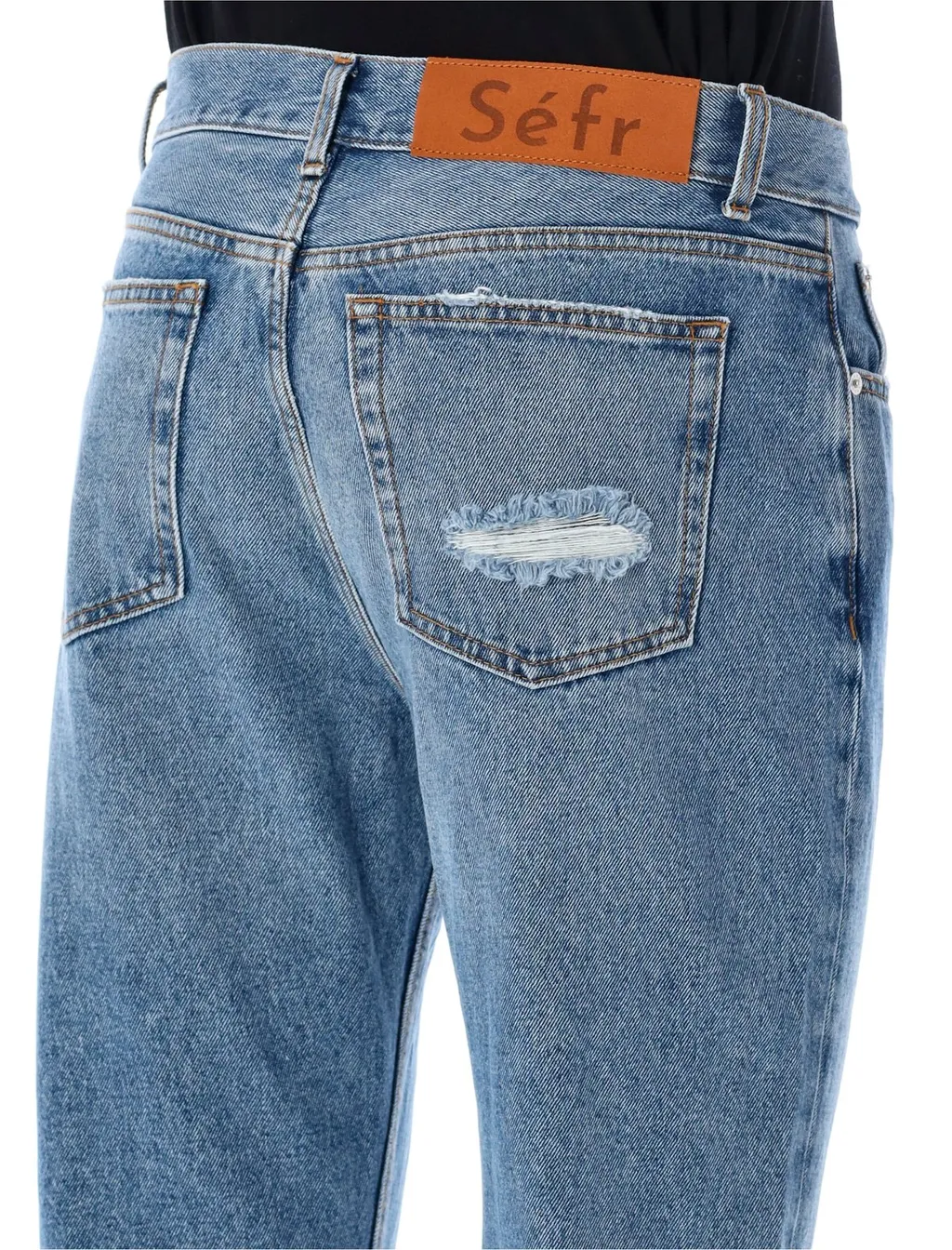 Distressed Wide-Leg Jeans