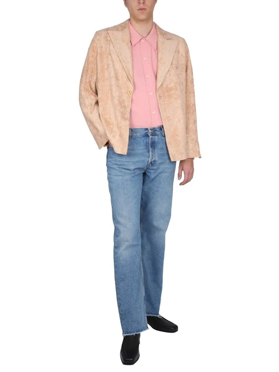 Straight Leg Jeans With Floral Pocket Detail