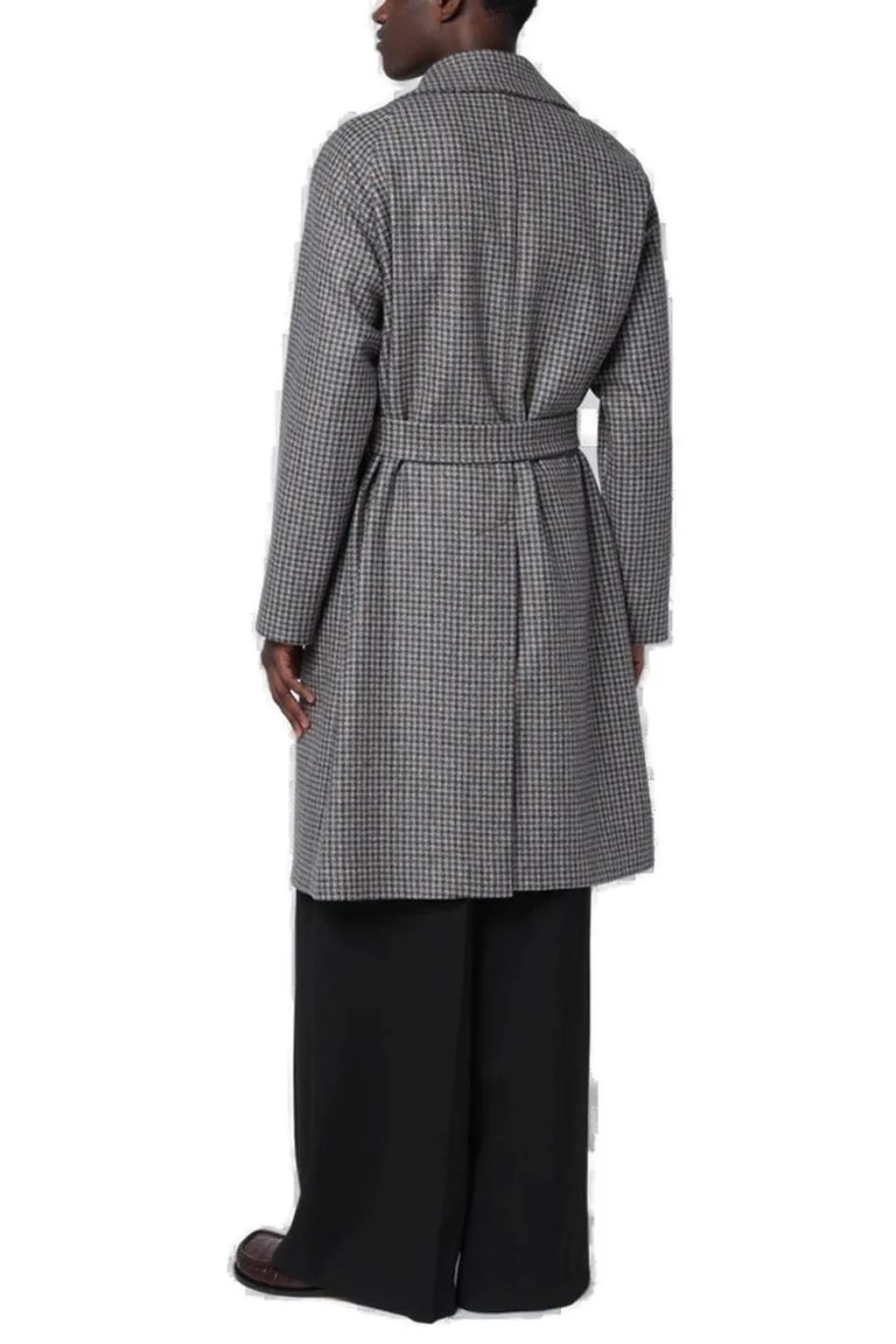 Houndstooth Wool Blend Coat