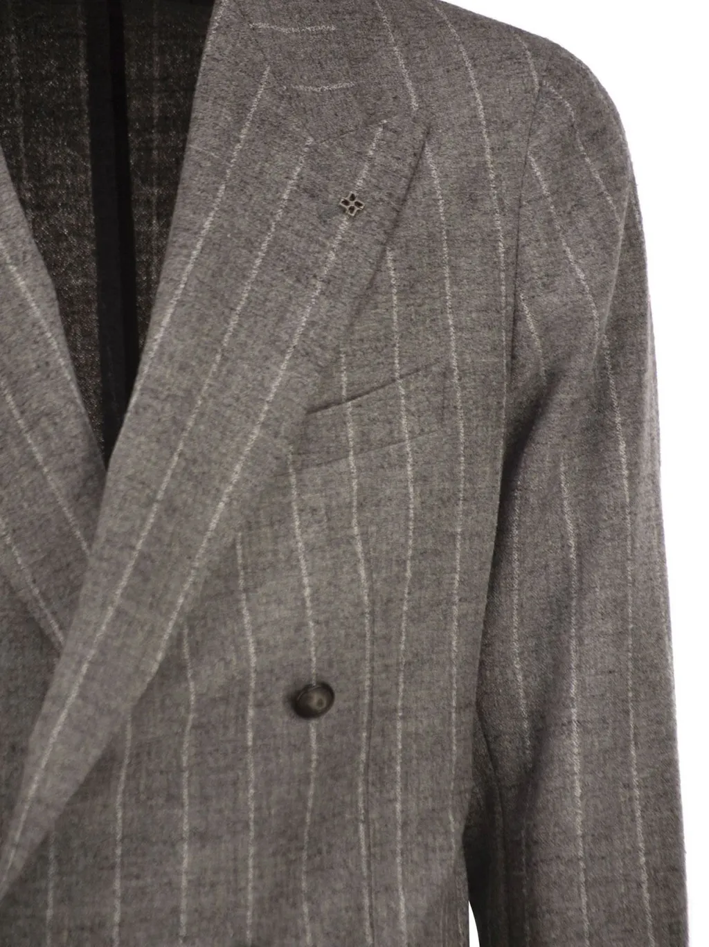 Double-Breasted Pinstripe Blazer