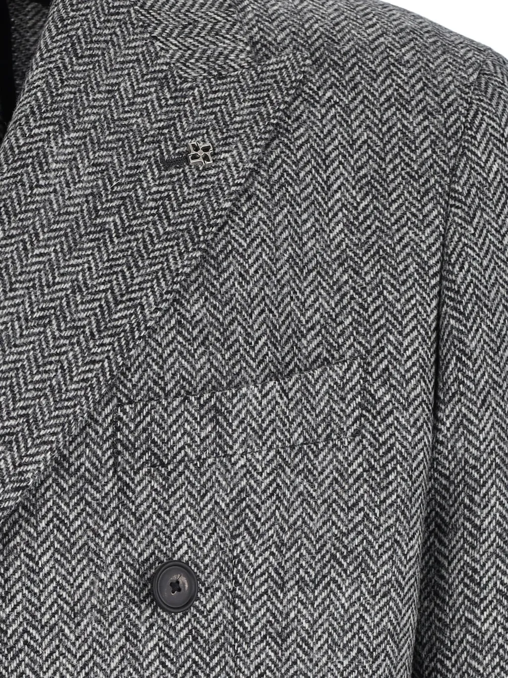 Double-Breasted Herringbone Blazer