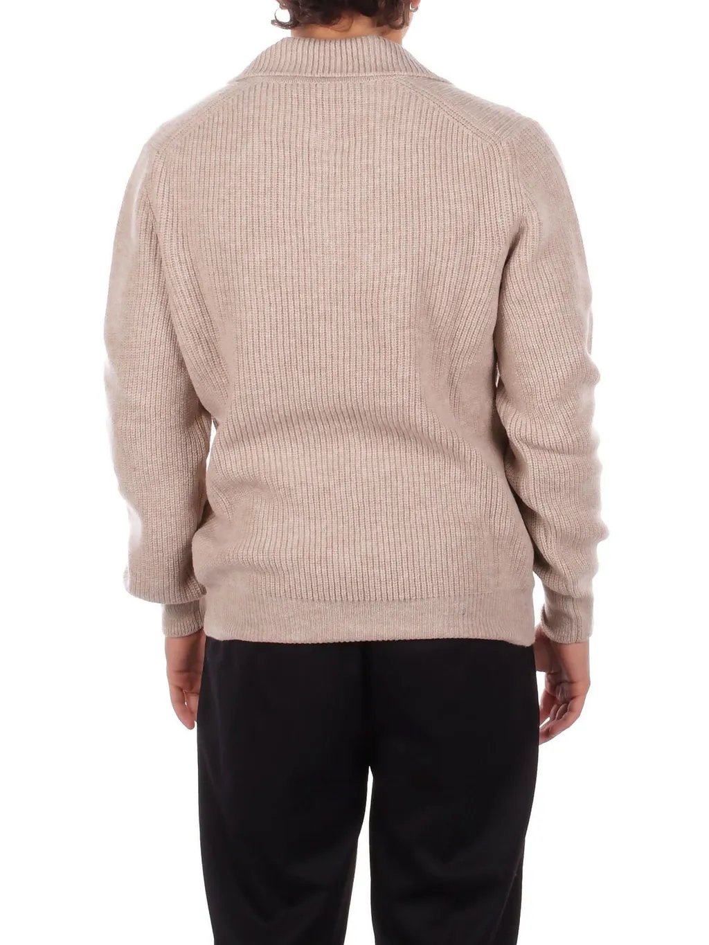 Ribbed Knit Polo Sweater