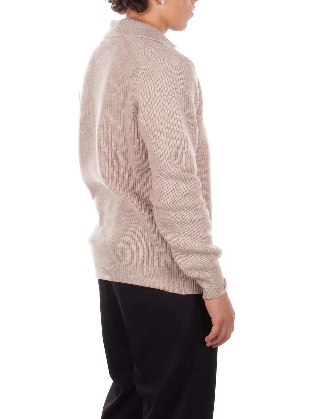 Ribbed Knit Polo Sweater