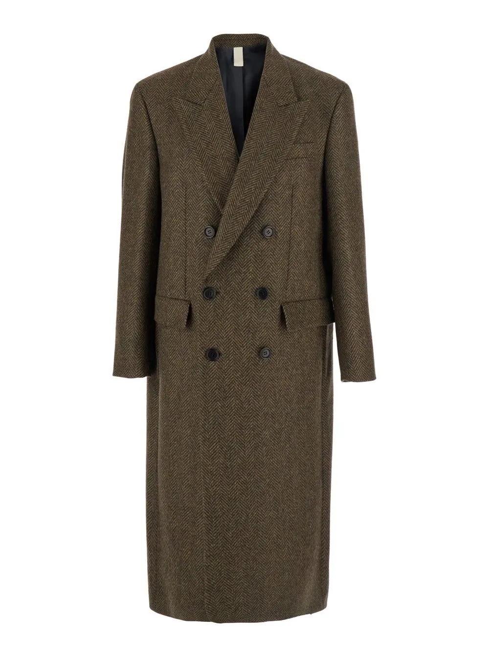 Double-Breasted Herringbone Coat