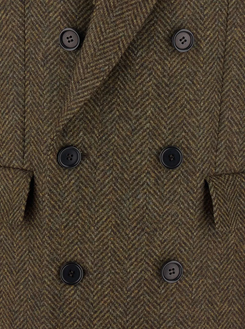 Double-Breasted Herringbone Coat