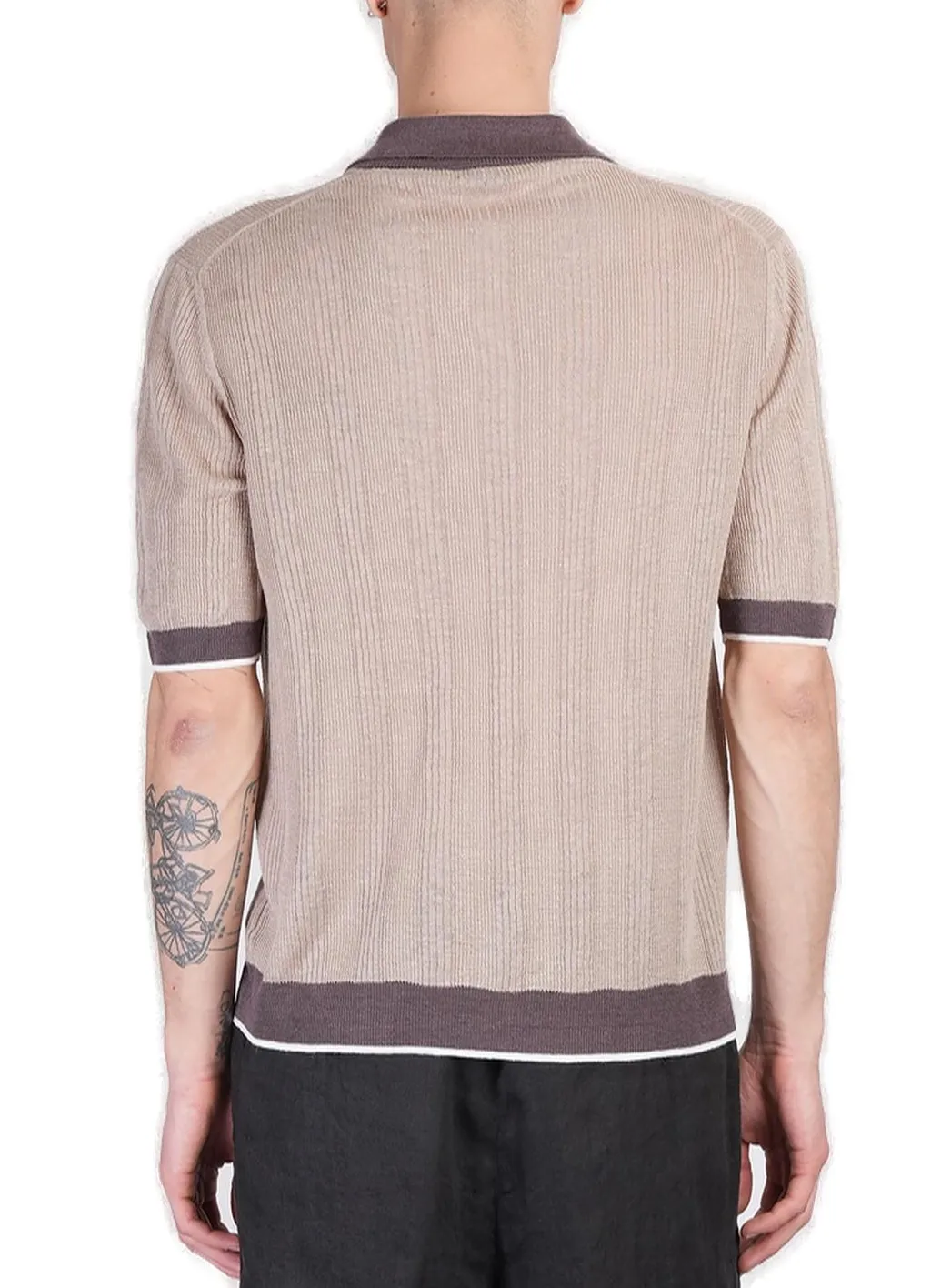 V-Neck Knit Polo Shirt