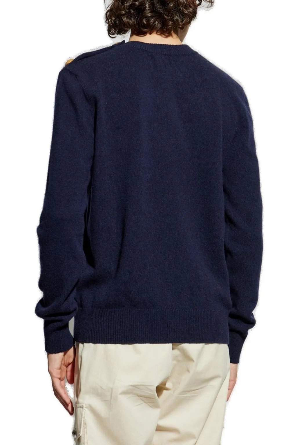 Crewneck Sweater With Embossed Buttons