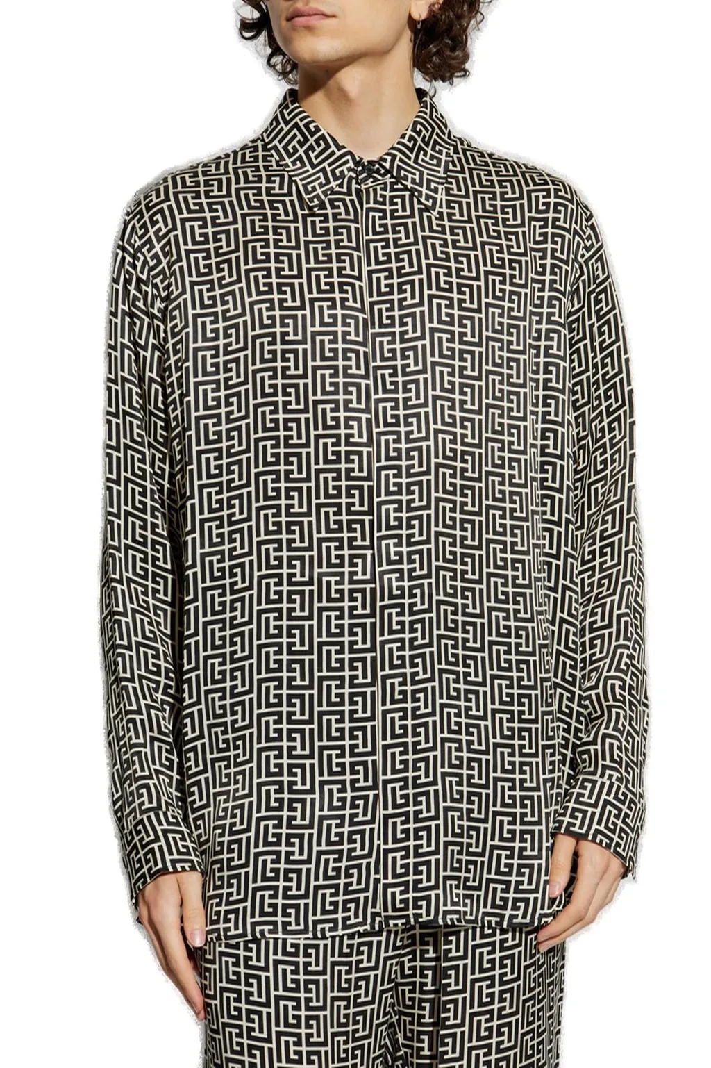 Monogram Print Silk Shirt