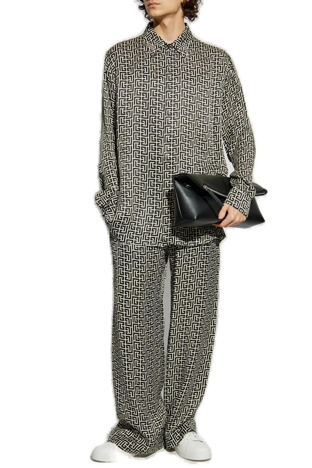 Monogram Print Silk Shirt