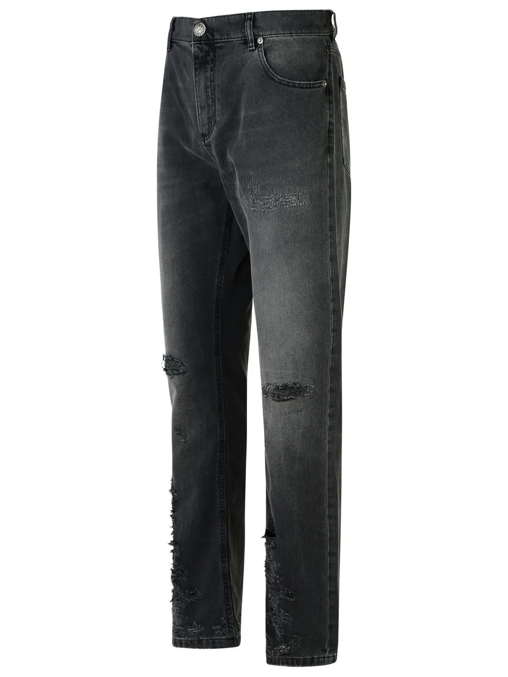 Distressed Straight-Leg Jeans