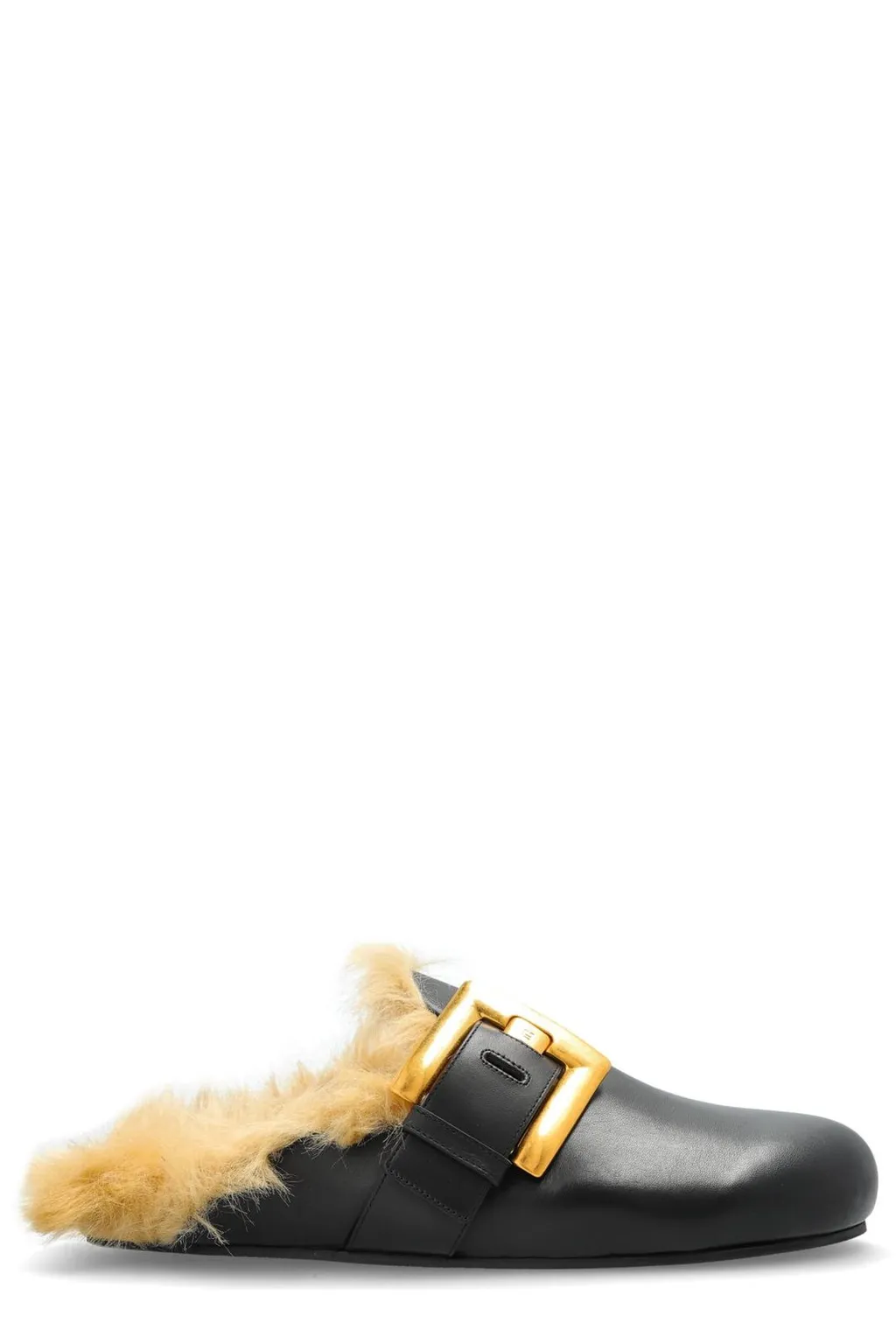 Mules With Fur Trim And Buckle