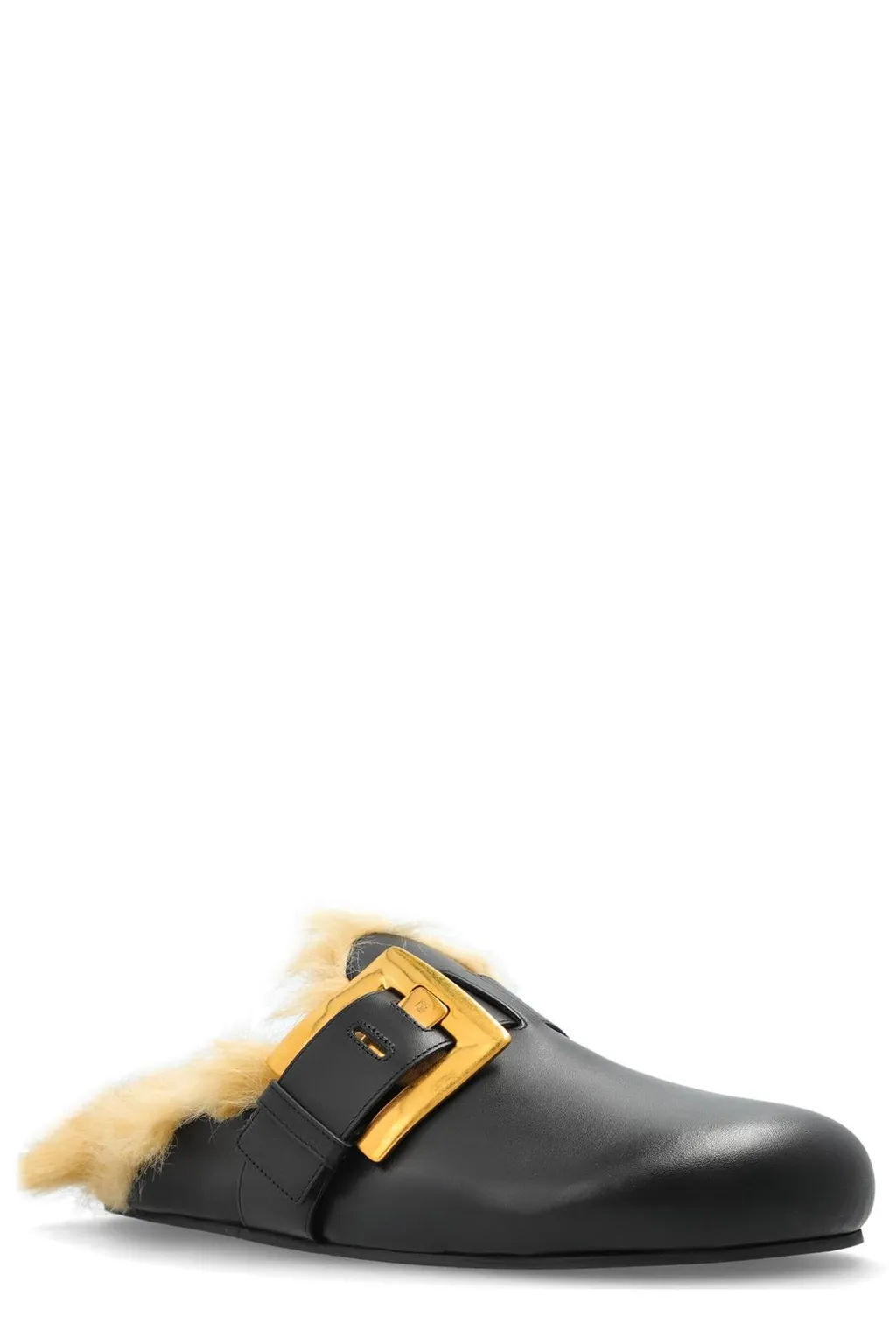 Mules With Fur Trim And Buckle