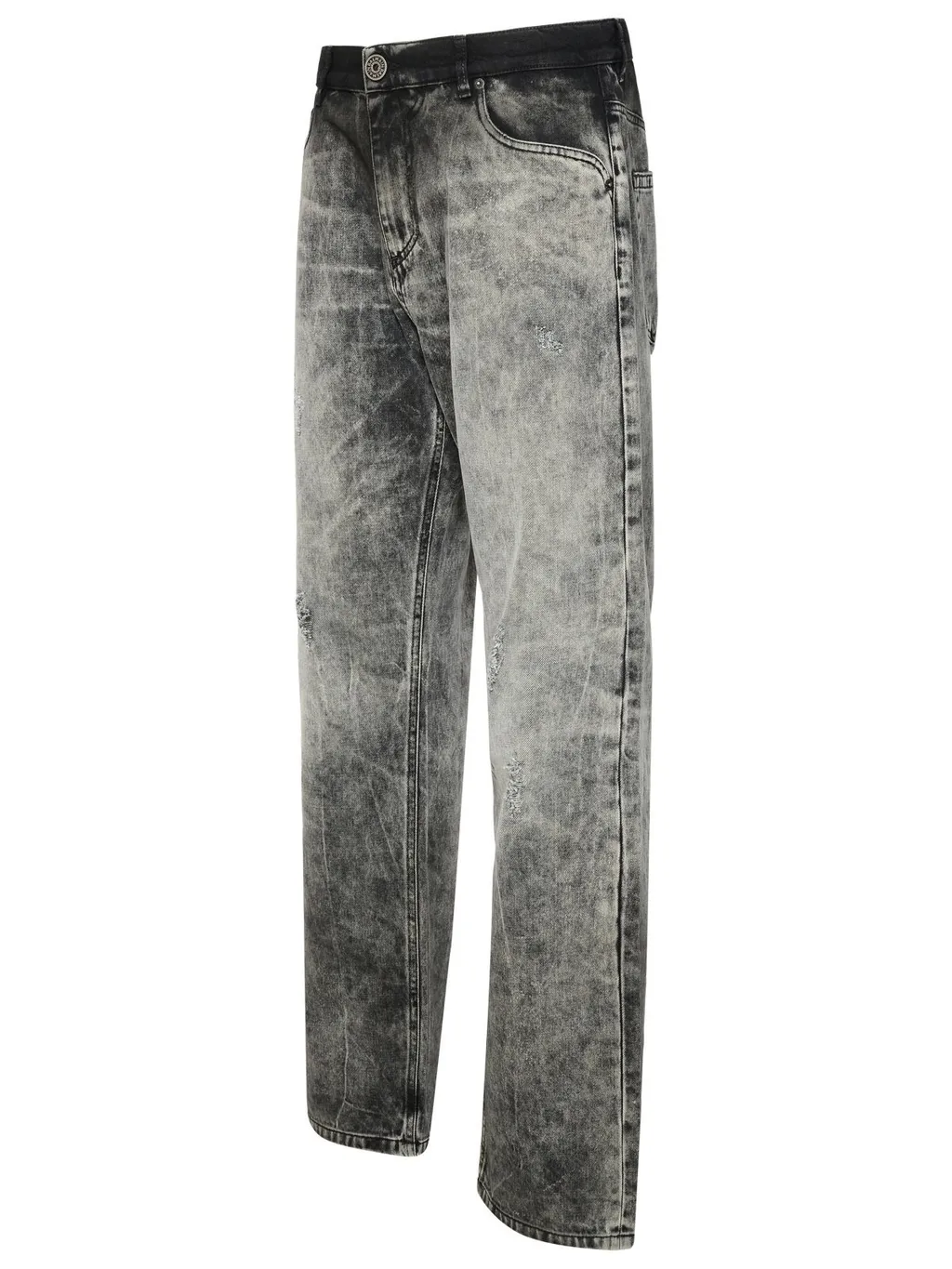 Distressed Straight-Leg Jeans