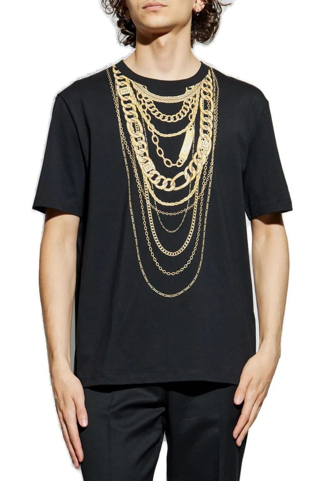 T-Shirt With Layered Chain Print