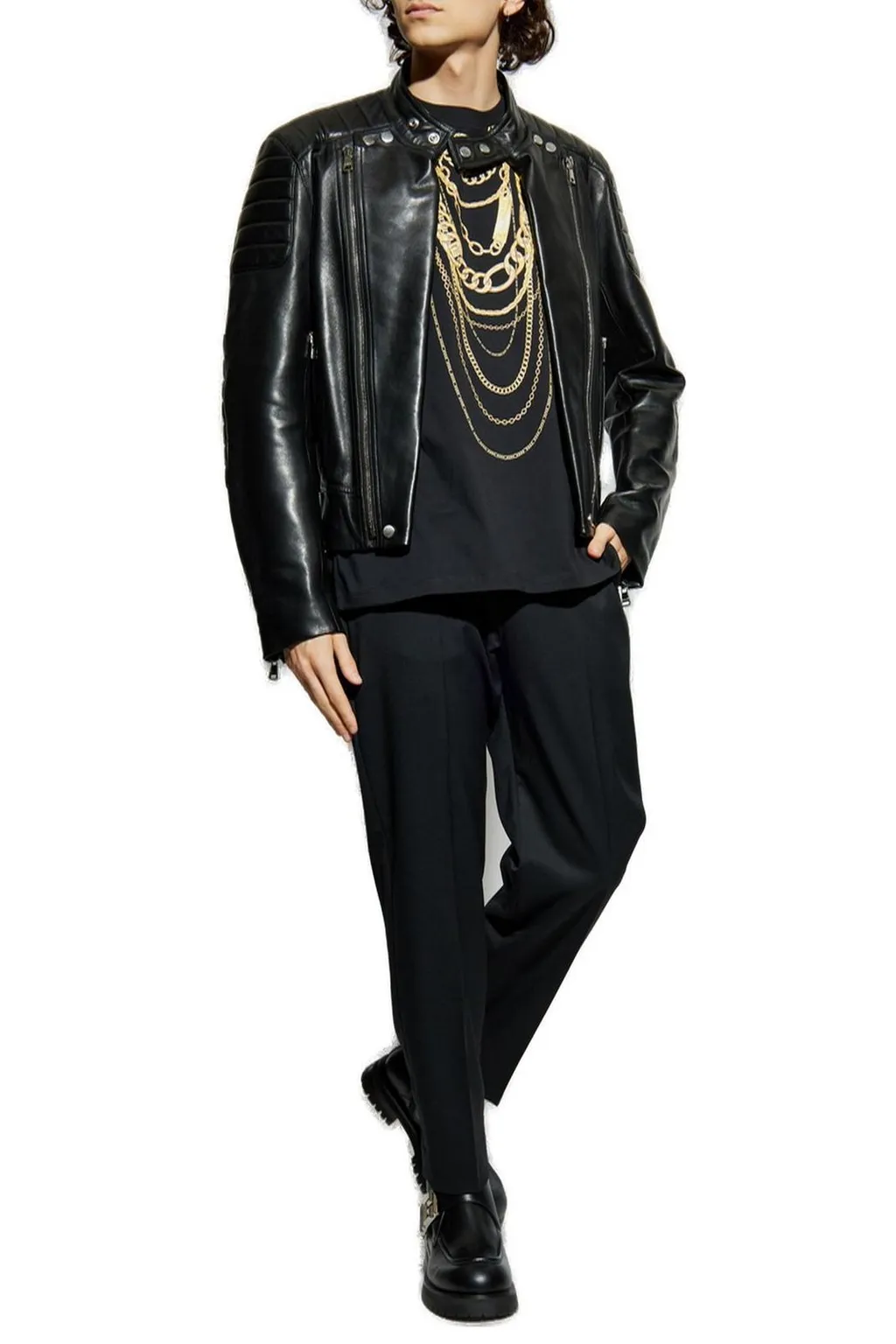 T-Shirt With Layered Chain Print