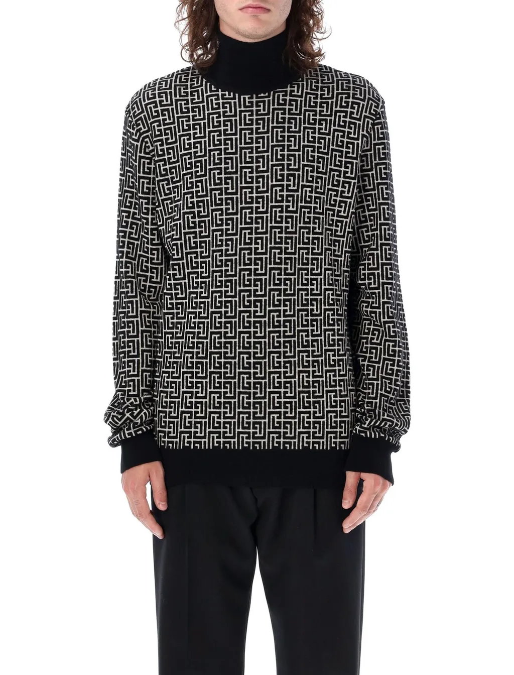 Monogram Jacquard Turtleneck Sweater