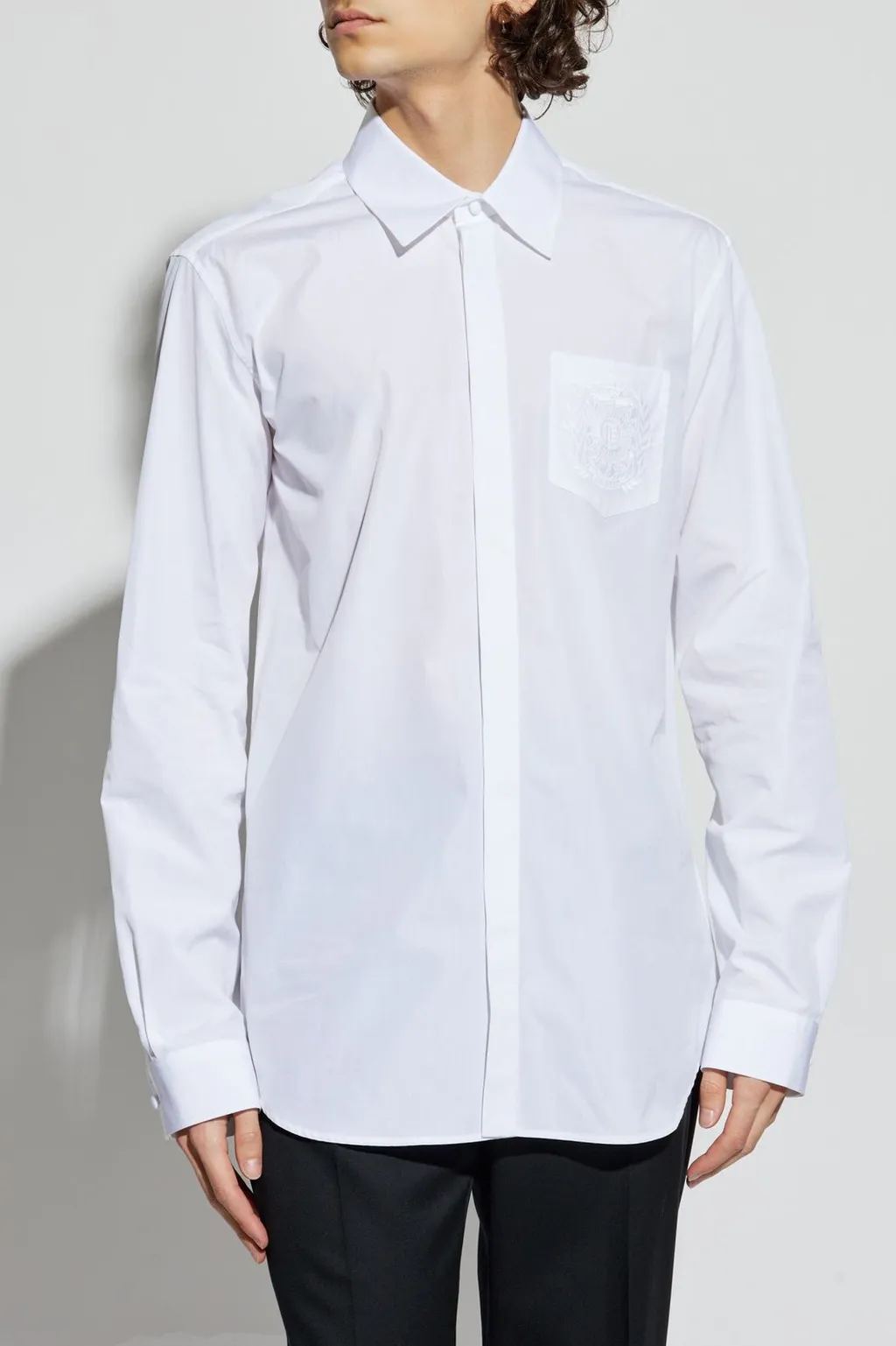 Logo Embroidered Cotton Shirt