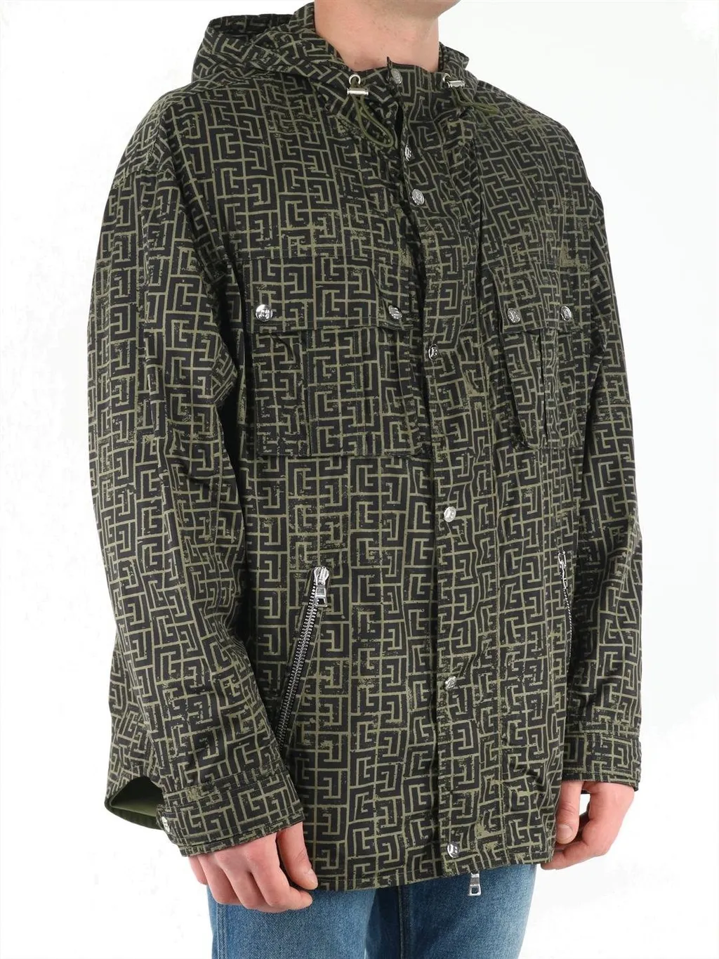 Hooded Jacket With All-Over Monogram Print