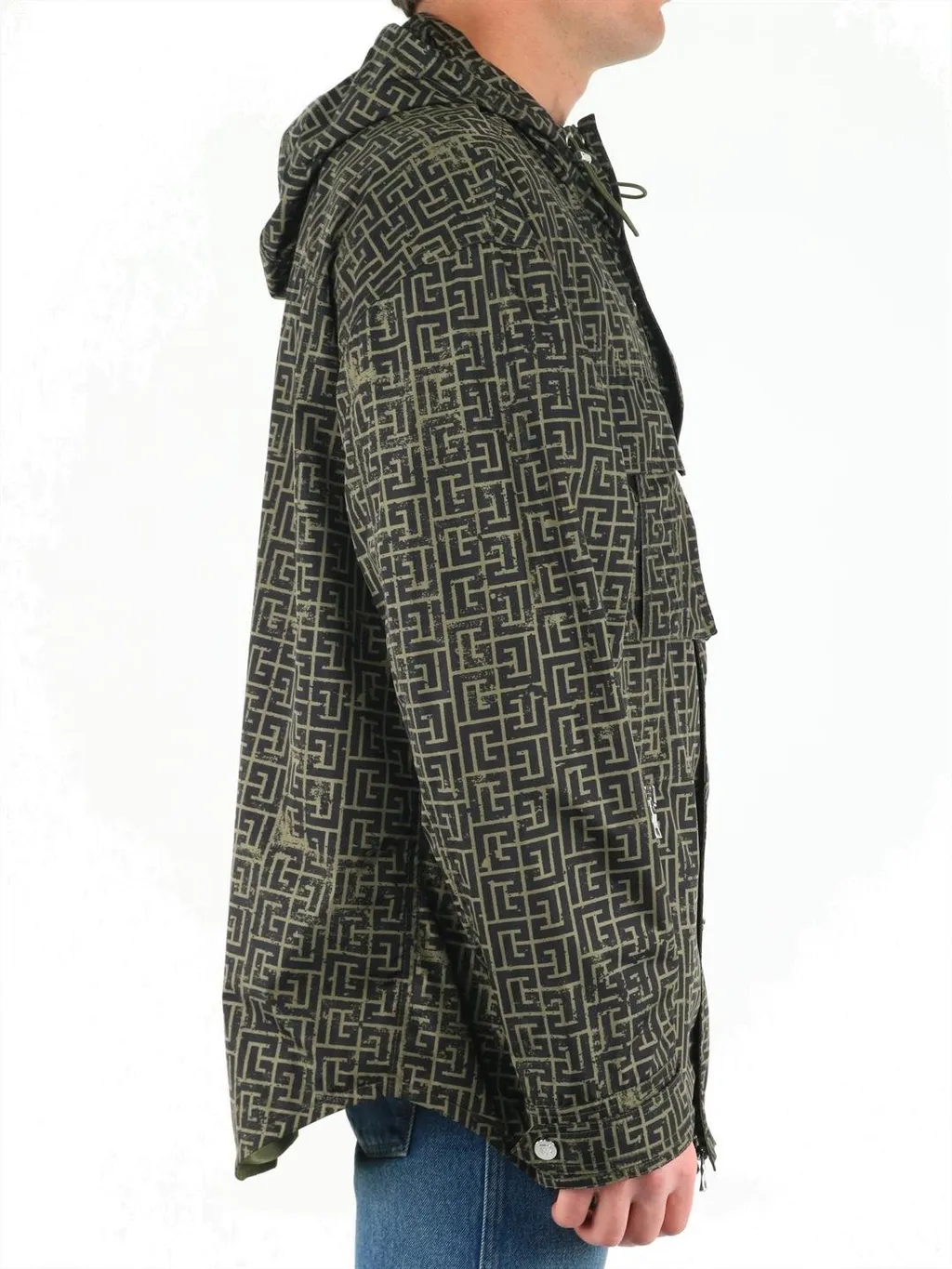 Hooded Jacket With All-Over Monogram Print