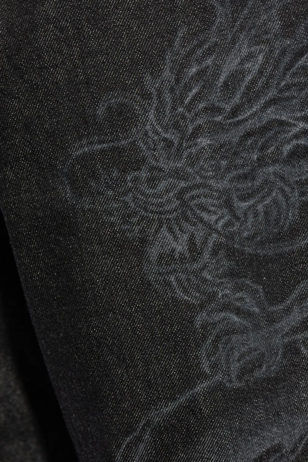 Dragon Embroidered Straight Leg Jeans