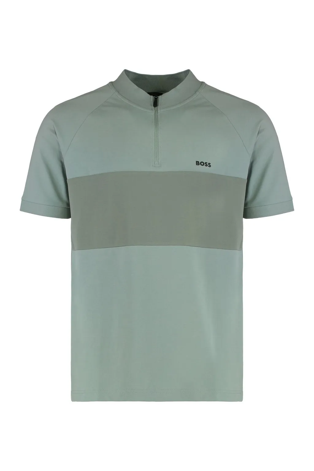 Color-Block Zip-Neck Polo Shirt