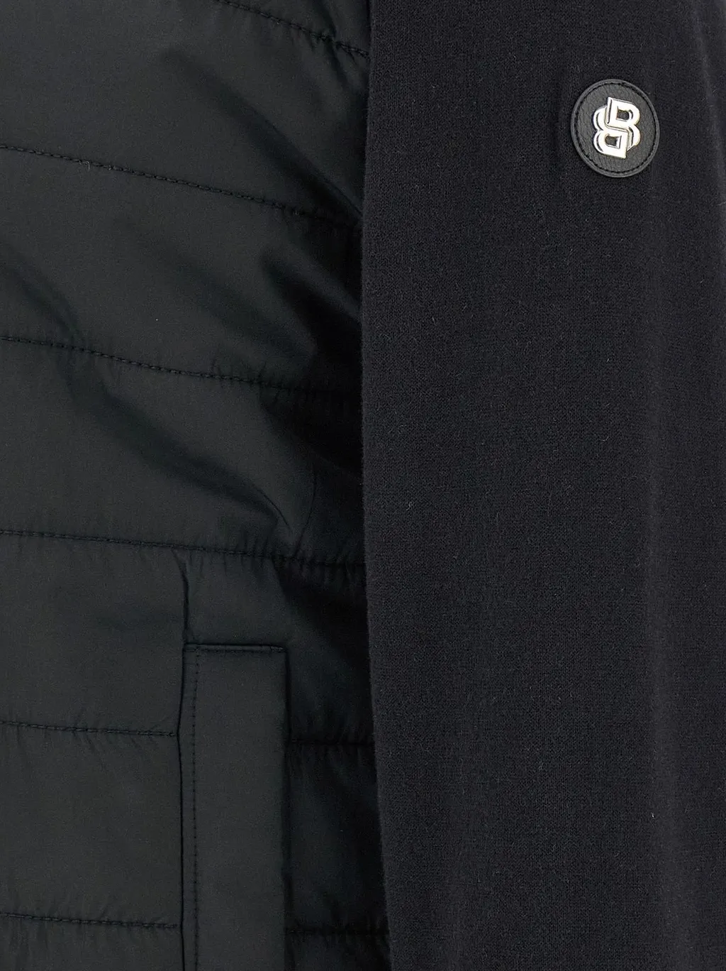 Quilted Bomber Jacket With Knit Sleeves