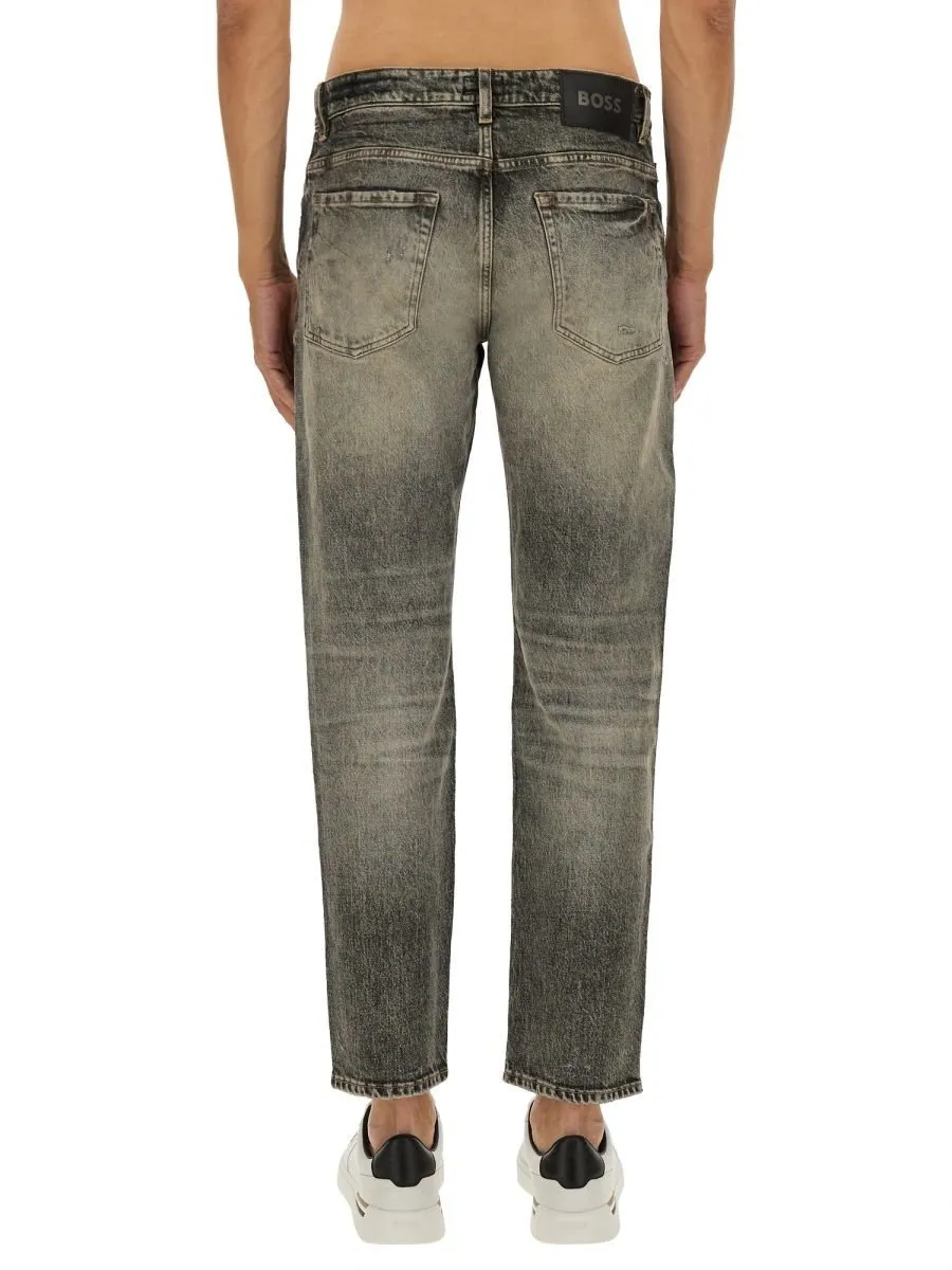 Distressed Straight-Leg Jeans