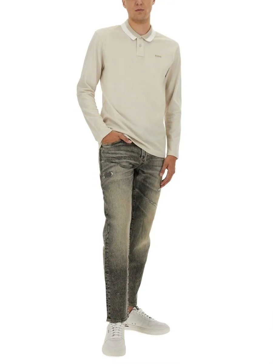 Distressed Straight-Leg Jeans