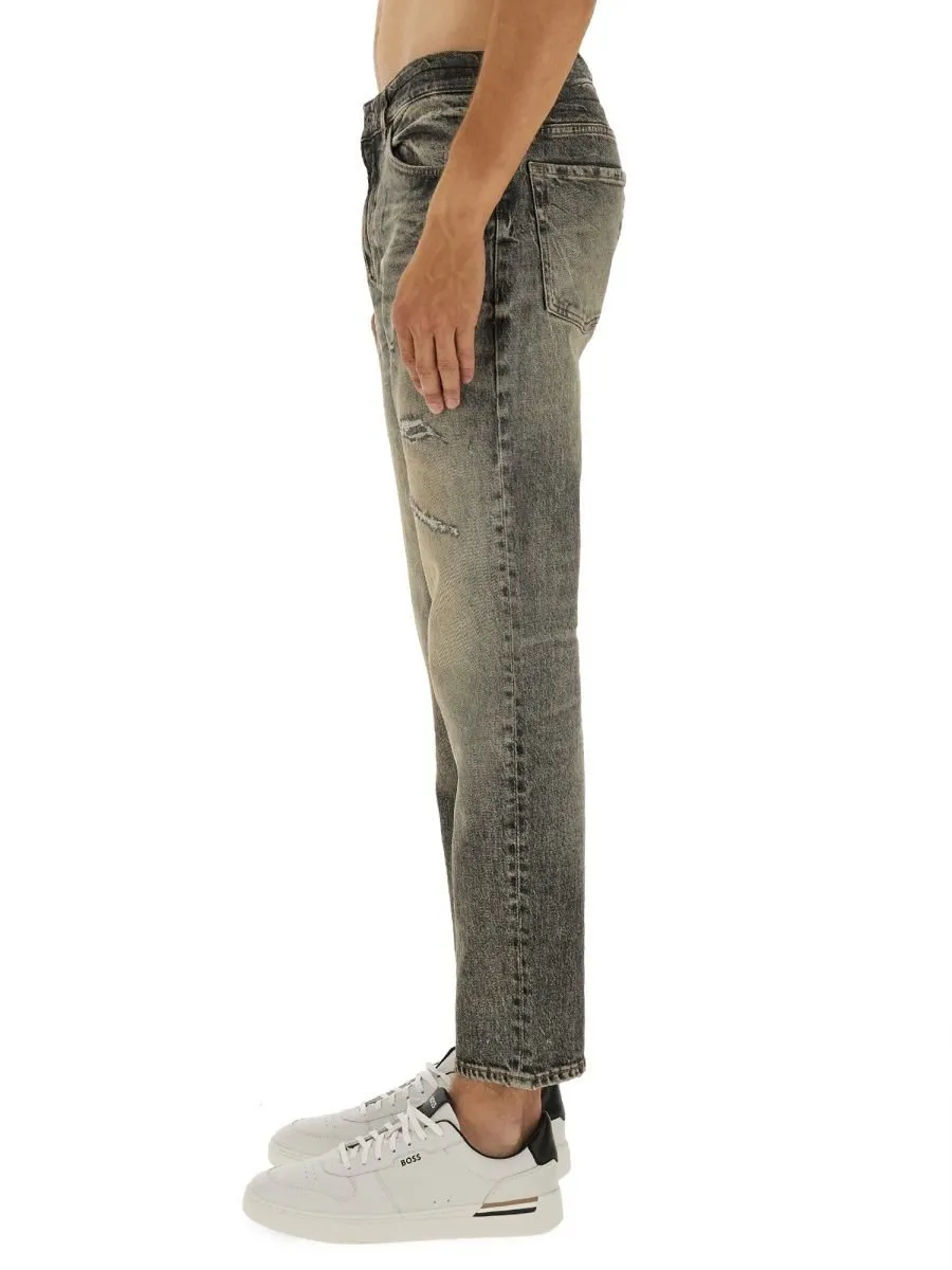 Distressed Straight-Leg Jeans
