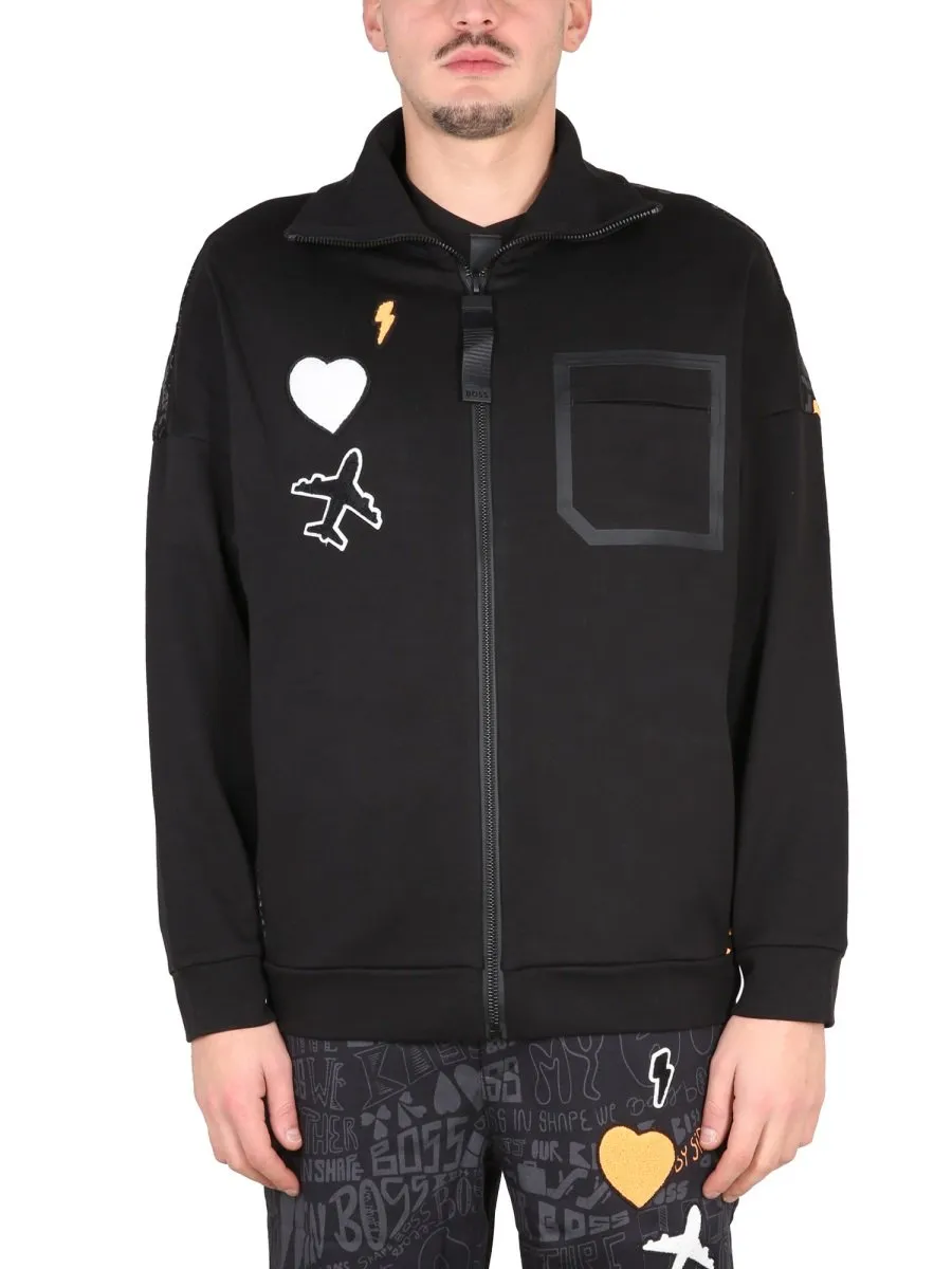 Zip-Up Track Jacket With Patches