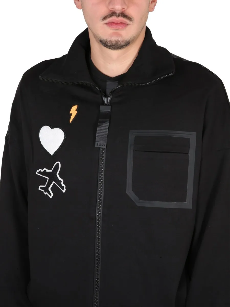 Zip-Up Track Jacket With Patches